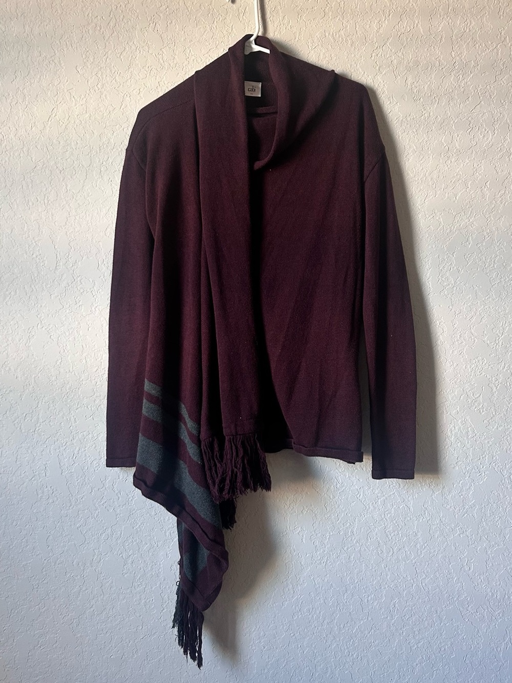 CAbi Port Wrap Fringe Cardigan Sweater